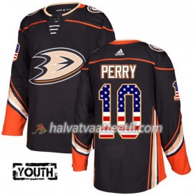 Lasten NHL Anaheim Ducks Pelipaita Corey Perry 10 Adidas 2017-2018 Musta USA Flag Fashion Authentic